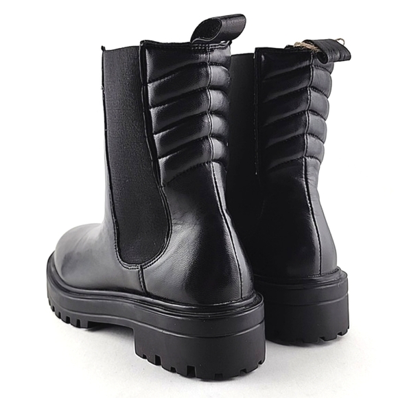 NWT Allonsi Women's Chelsea Boots Black Leather Chunky Lug Sole Pull On Size 6 - Picture 5 of 14
